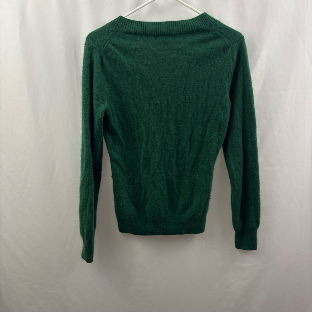 Banana Republic 100% Cashmere Women’s Med V Neck Long Sleeve Sweater Top Green - Picture 6 of 8